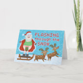 De grappige kerstkerstkerstman die door de sneeuw  feestdagen kaart (Voorkant)