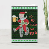 De grappige kerstkerstkerstman houdt mijn bierHumo Kaart (Voorkant)