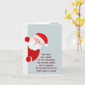 De grappige kerstkerstman komt je tegen kaart (Gele Bloem)