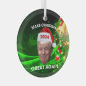 De grappige kerstman 2024 maakt kerst weer geweldi glas ornament (Voorkant Rechts)