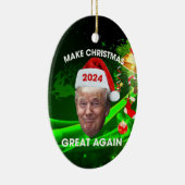 De grappige kerstman 2024 maakt kerst weer geweldi keramisch ornament (Rechts)