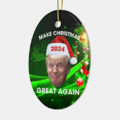 De grappige kerstman 2024 maakt kerst weer geweldi keramisch ornament (Links)