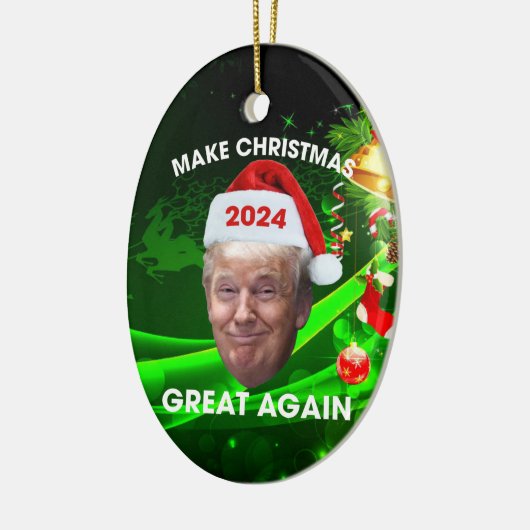 De grappige kerstman 2024 maakt kerst weer geweldi keramisch ornament (Links)