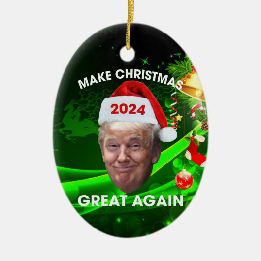 De grappige kerstman 2024 maakt kerst weer geweldi keramisch ornament (Voorkant)