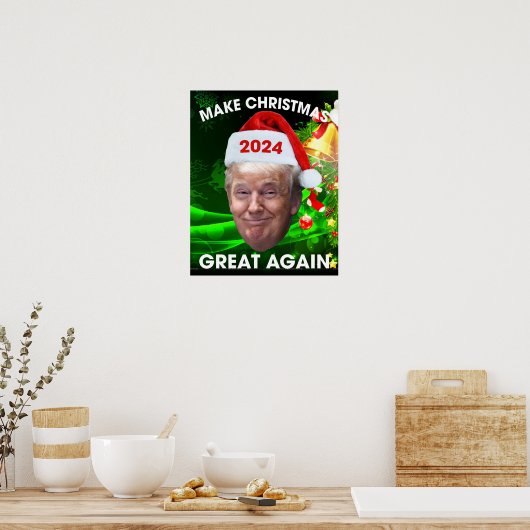 De grappige kerstman 2024 maakt kerst weer geweldi poster (Keuken)