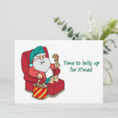 De grappige kerstman breekt uit met kerstfeest kaart (Staand voorkant)