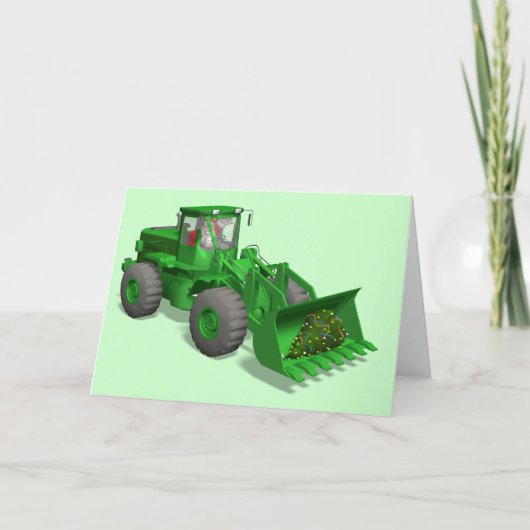 De grappige kerstman houdt van Bulldozers Feestdagen Kaart (Voorkant)
