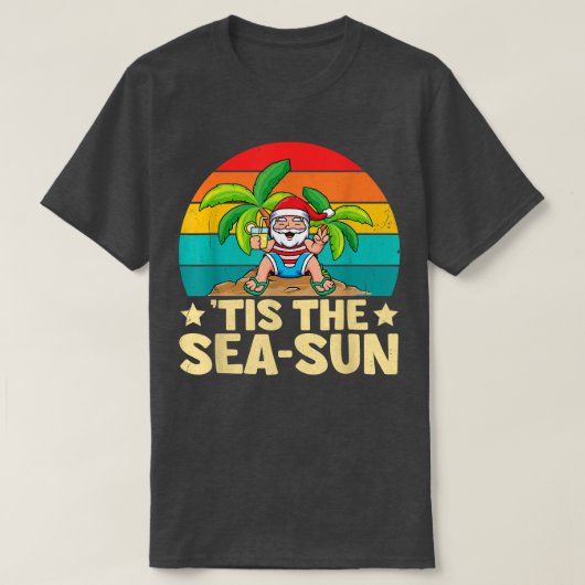 De grappige kerstman is de SeaSun Kerstmis in juli T-shirt (Design voorkant)