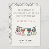 De grappige kerstman vult de kast met een cashKers Feestdagenkaart (Voorkant / Achterkant)