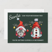 De grappige kerstman zag je sociale media na Kerst Feestdagenkaart (Voorkant / Achterkant)