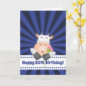 De grappige Koe van de Cartoon met de Gelukkige Kaart (Gele Bloem)