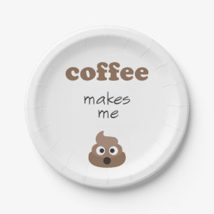 De grappige koffie maakt me de uitdrukking van papieren bordje