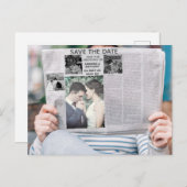 De grappige krantenfoto bewaart de datum uitnodiging briefkaart (Voorkant / Achterkant)