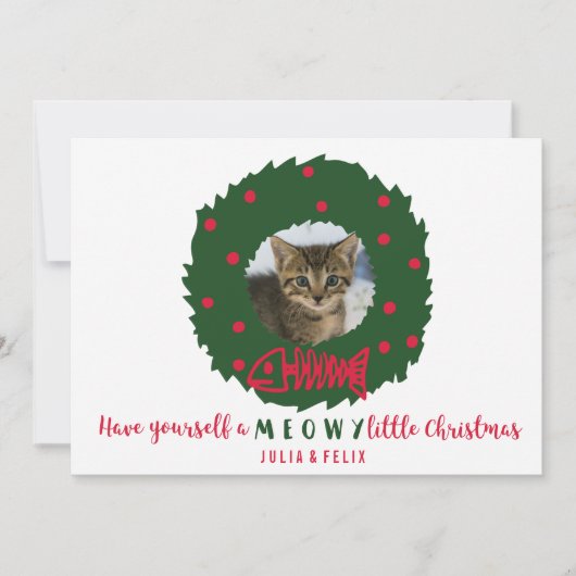 De grappige Kroon van Kerstmis van de Kat met Uw Feestdagenkaart (Voorkant)