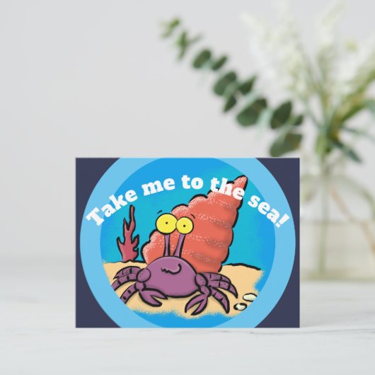 De grappige leuke paarse krab van de briefkaart (Staand voorkant)