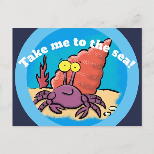 De grappige leuke paarse krab van de briefkaart (Voorkant)