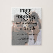 De grappige moderne fotobruiloft redt de datum legpuzzel (Verticaal)