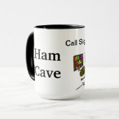 De grappige Mok van Ham Cave Radio past het aan! (Voorkant links)