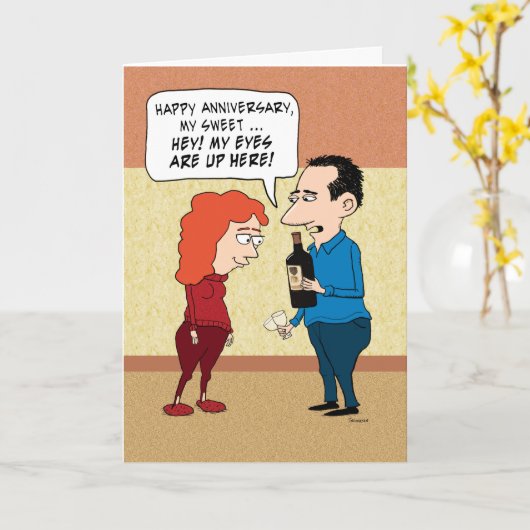 De grappige ogen zijn hier blij Jubileum Kaart (Gele Bloem)