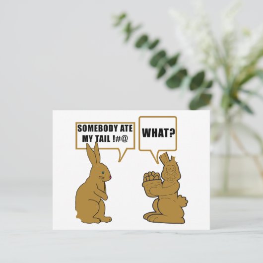 De grappige Paashaas van de Chocolade Feestdagenkaart (Staand voorkant)