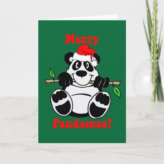 De grappige Panda van Kerstmis draagt Feestdagen Kaart (Voorkant)