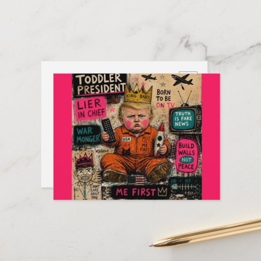 De grappige peuter president briefkaart (Voorkant / Achterkant in situ)