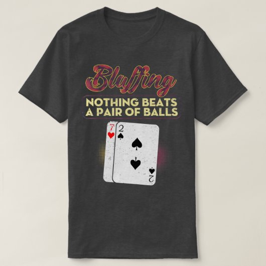 De grappige pokerspeler blaast niets op een paar t-shirt (Design voorkant)