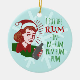 De grappige Retro Rum die van Kerstmis de Vakantie Keramisch Ornament