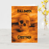 De grappige schedel van Halloween Kaart (Gele Bloem)