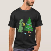 De grappige strijd is een echte Dinosaur kerstboom T-shirt (Voorkant)