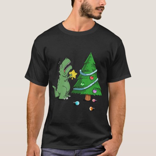 De grappige strijd is een echte Dinosaur kerstboom T-shirt (Voorkant)