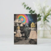 De grappige surrealistische visfamilie briefkaart (Staand voorkant)