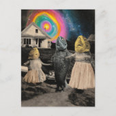 De grappige surrealistische visfamilie briefkaart (Voorkant)