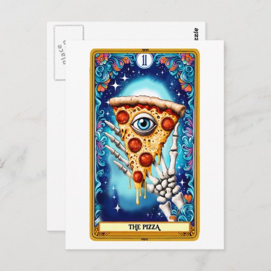De grappige tarotkaart van de pizza briefkaart (Voorkant / Achterkant)
