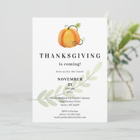 De grappige Thanksgiving komt eraan! Dinner Pumpki Kaart (Staand voorkant)