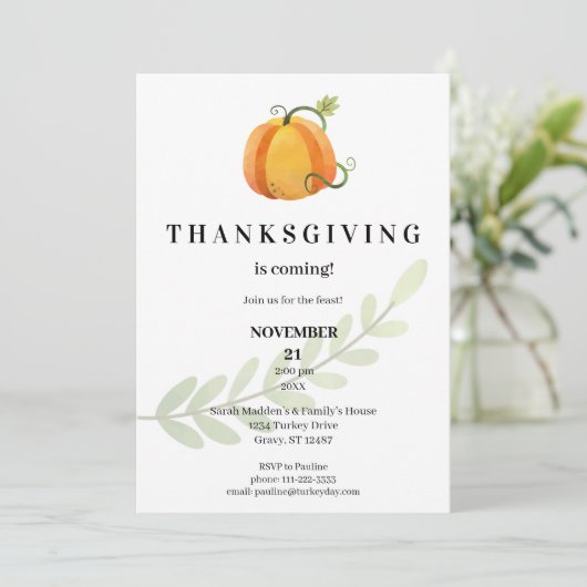 De grappige Thanksgiving komt eraan! Dinner Pumpki Kaart (Staand voorkant)