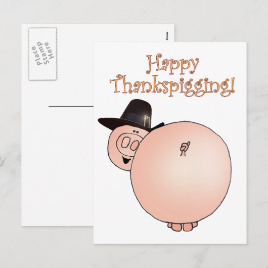 De Grappige Thanksgiving van het Varken van de Feestdagenkaart (Voorkant / Achterkant)