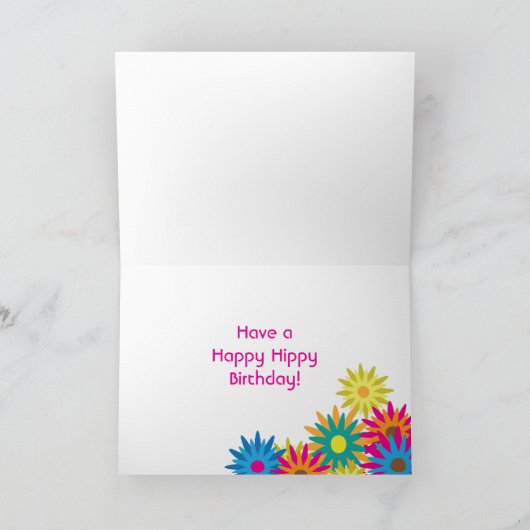 De grappige Verjaardag Hippy van Flower power van Kaart (Binnen)
