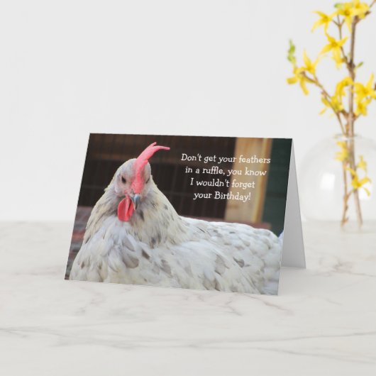 De grappige Verjaardag van de Haan Kaart (Gele Bloem)