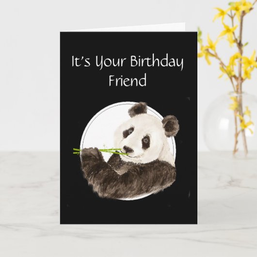 De grappige, Verjaardag van de Vriend, Panda, Kaart (Gele Bloem)
