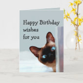 De grappige Verjaardag wenst Siamese Kat Dierlijke Kaart (Gele Bloem)