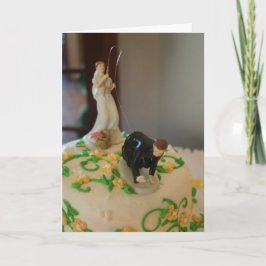 De grappige vissende bruid die van de kaart