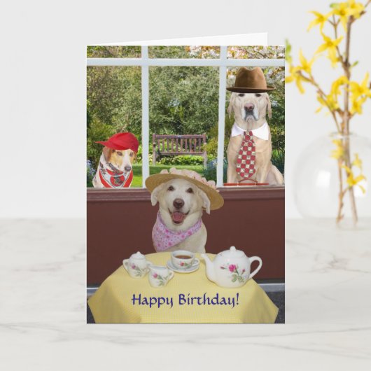 De grappige Vrouwelijke Verjaardag van Honden/van Kaart (Gele Bloem)
