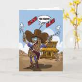 De grappige Wensen van de Verjaardag - de Cowboy Kaart (Gele Bloem)