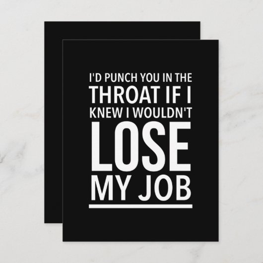 De grappige werknemer citeert wit bedankkaart (Voorkant / Achterkant)