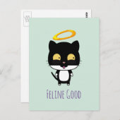 De grappige Zwarte Kat van de Woordspeling met een Briefkaart (Voorkant / Achterkant)