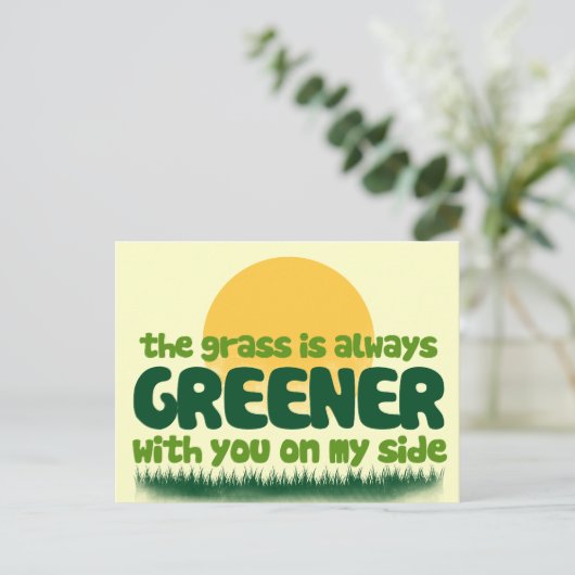 De gras is altijd groener briefkaart (Staand voorkant)