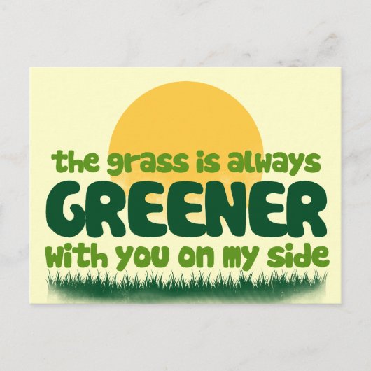 De gras is altijd groener briefkaart (Voorkant)