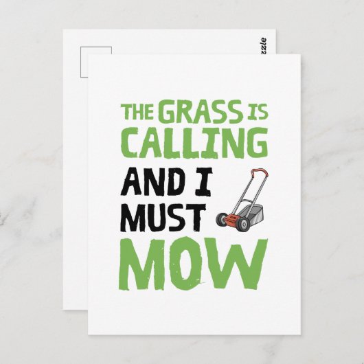 De gras roept en ik moet maaien briefkaart (Voorkant / Achterkant)