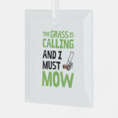 De gras roept en ik moet maaien glas ornament (Voorkant links)